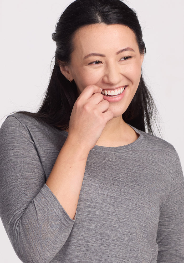Jenny 3/4 Sleeve Crew Neck - Graphite Heather