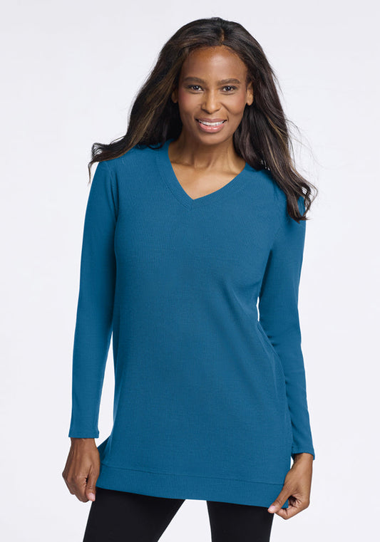 Evie Ribbed Tunic - Blue Pine