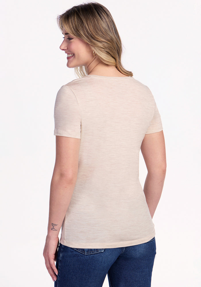 Junie V Neck - Cream Heather