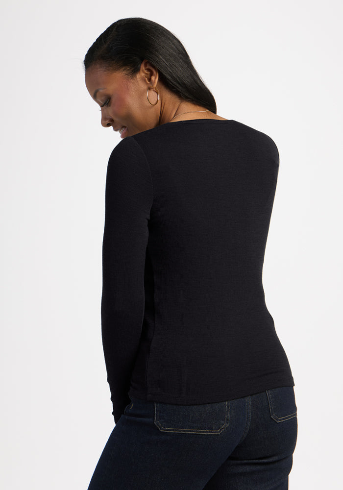 Katie Ribbed Long Sleeve - Black