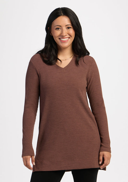 Evie Ribbed Tunic - Sable Heather