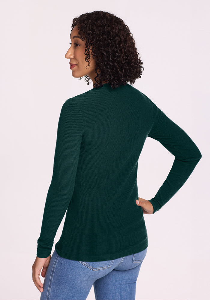 Hadley Ribbed Crew - Deep Pine