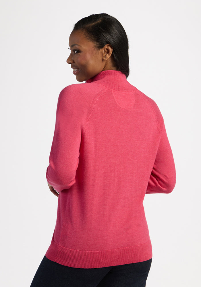 Collins 1/4 Zip Sweater - Vivid Rose