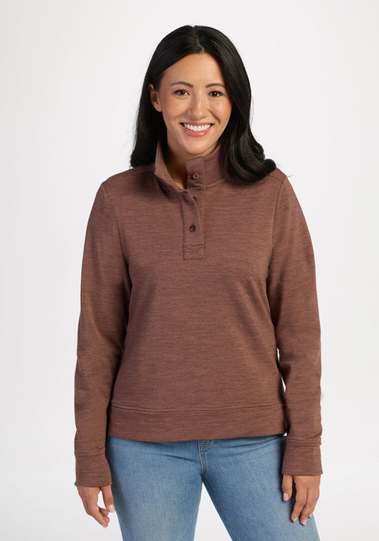 Annie 3 Button Pullover - Sable Heather