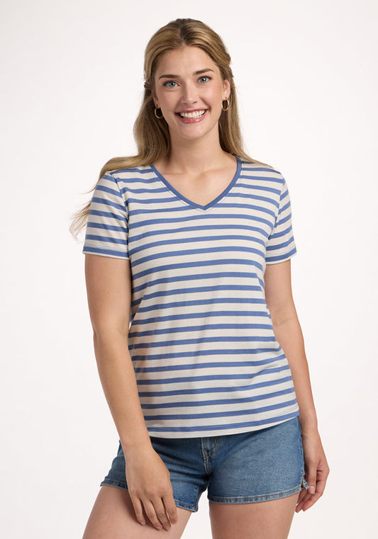 Junie V Neck - Blue Sand Stripe