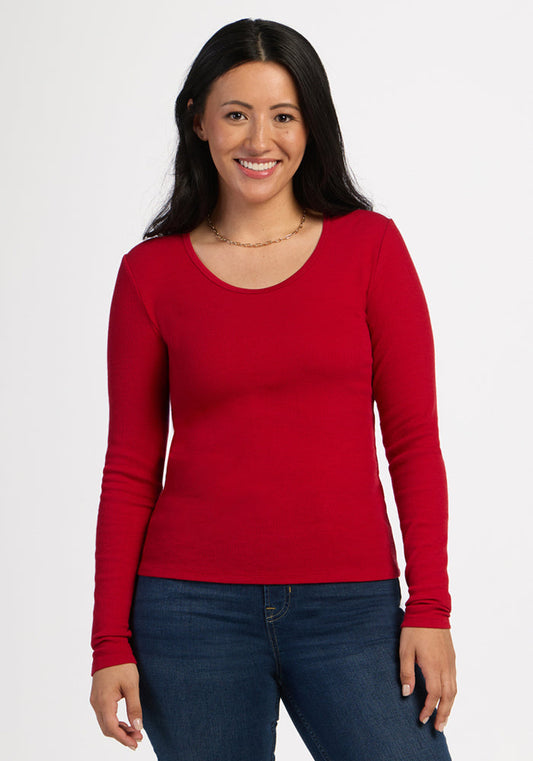Katie Ribbed Long Sleeve - Maraschino Cherry