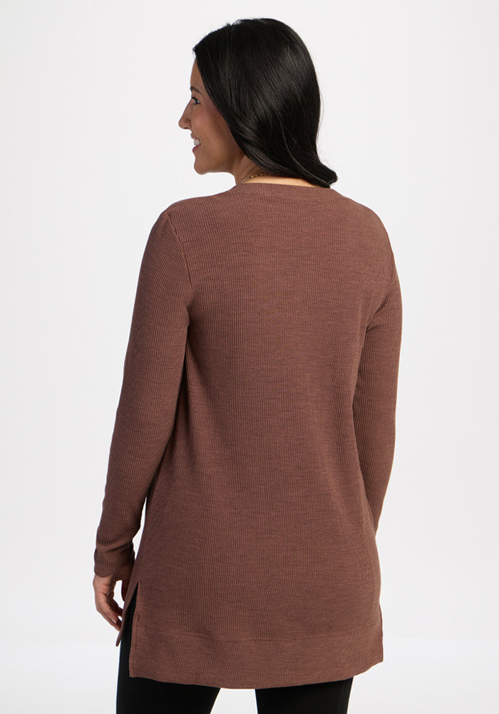 Evie Ribbed Tunic - Sable Heather