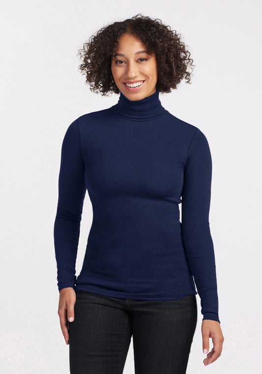 Sage Petite Ribbed Turtleneck - Ocean Cavern