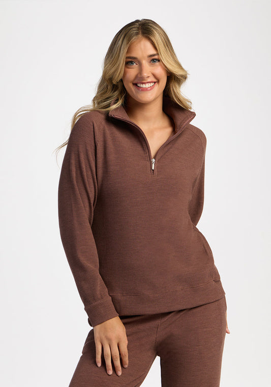 Quinn Ribbed 1/4 Zip - Sable Heather