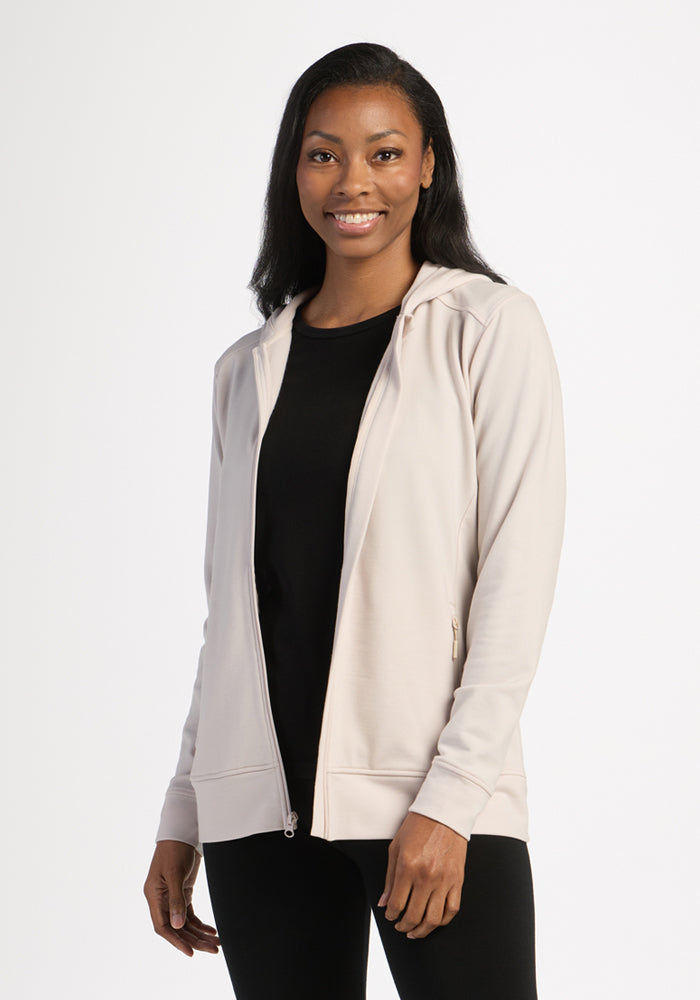 Darby Zip Up Hoodie - Ecru