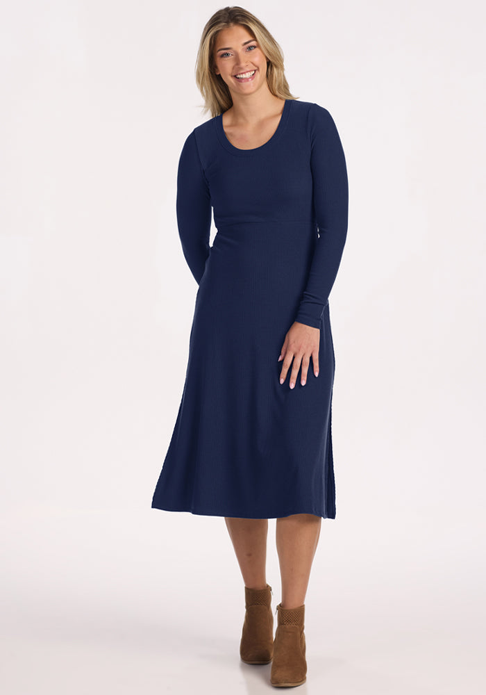 Caroline Ribbed Twirl Dress - Ocean Cavern