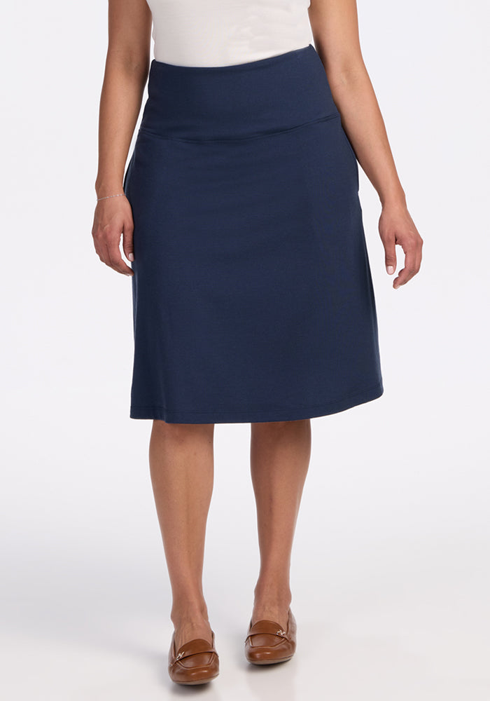 Marilyn Flowy Midi Skirt - Deep Navy
