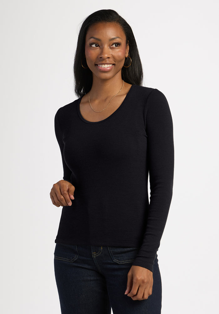 Katie Ribbed Long Sleeve - Black