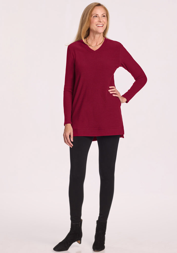 Evie Ribbed Tunic - Beet Red