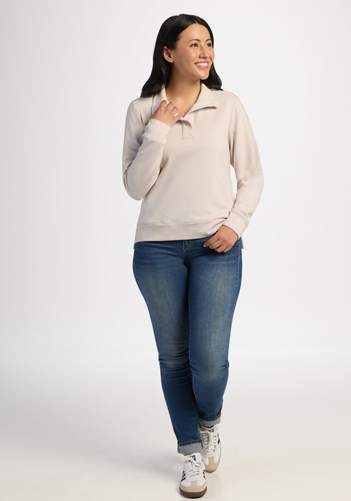 Annie 3 Button Pullover - Ecru