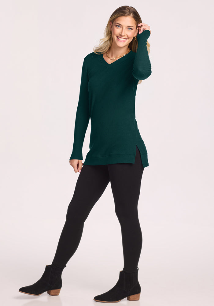 Evie Ribbed Tunic - Deep Pine
