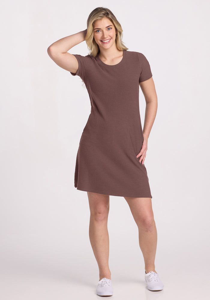 Harlowe Ribbed Dress - Peppercorn
