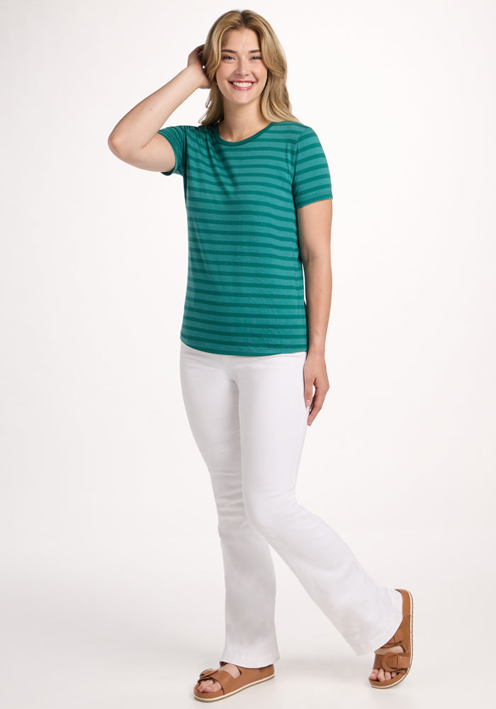Liza Crew Neck Tee - Woodland Stripe