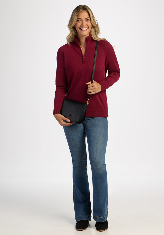 Collins 1/4 Zip Sweater - Beet Red