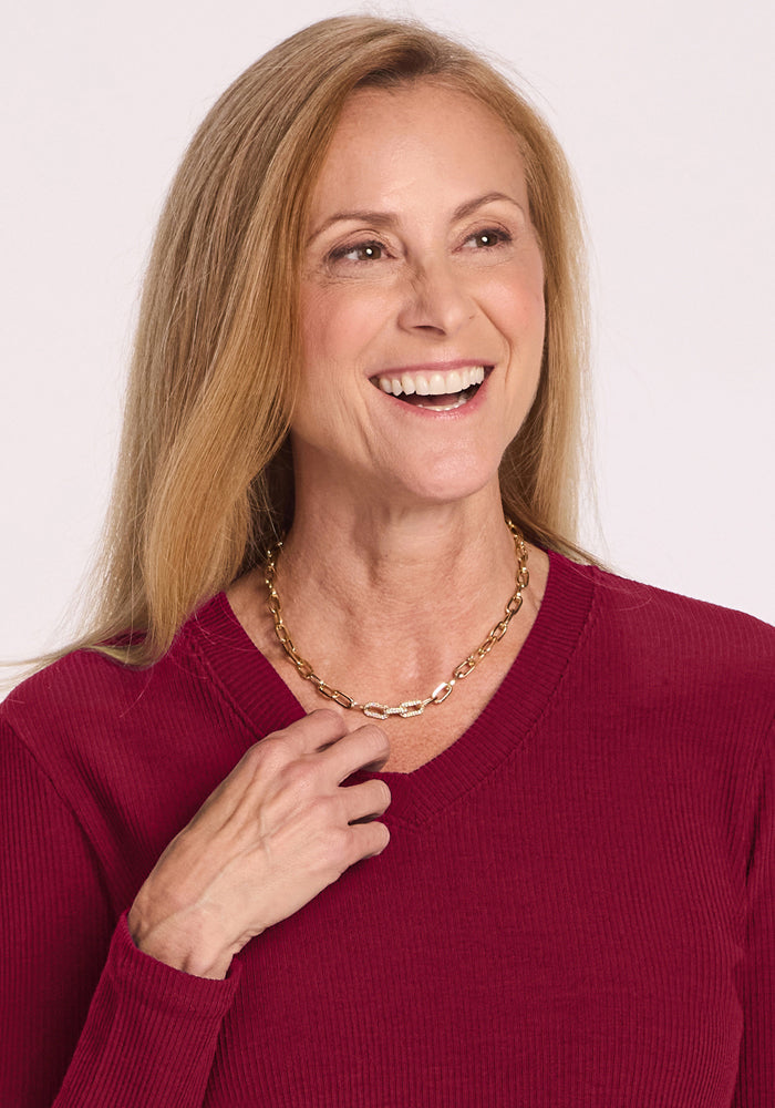 Evie Ribbed Tunic - Beet Red