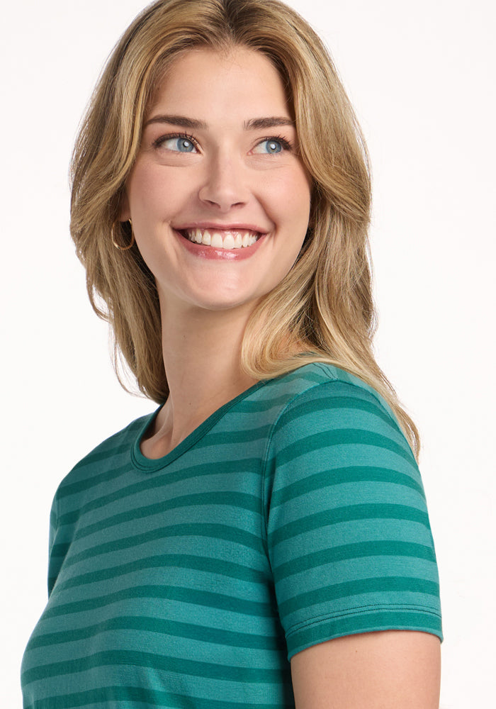 Liza Crew Neck Tee - Woodland Stripe