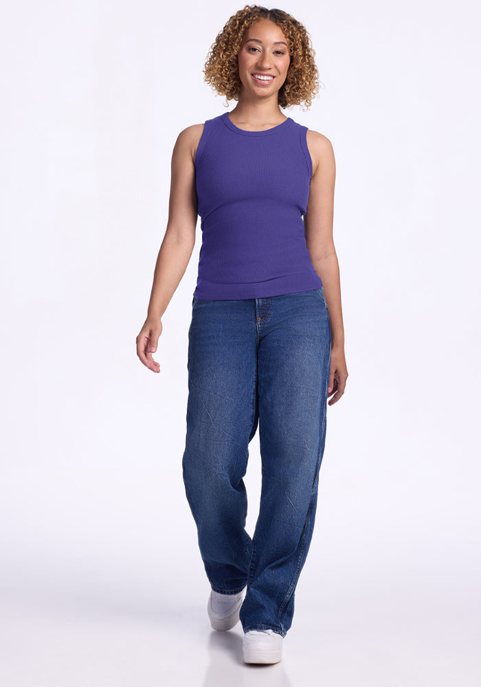 Raegan Ribbed Tank Top - Berry Indigo