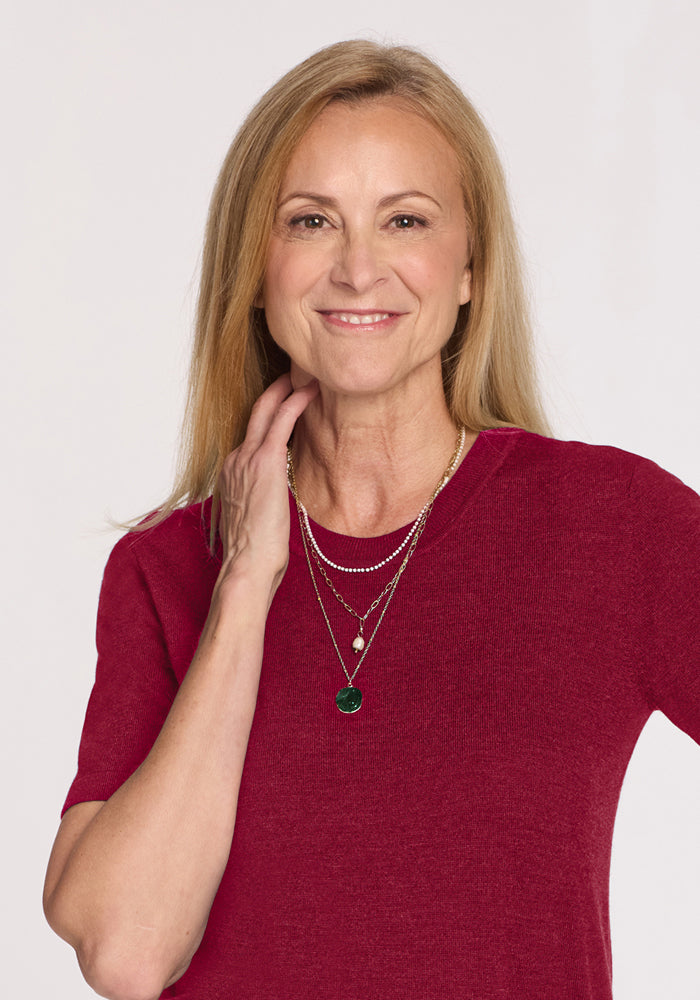 Anna Crew Sweater - Beet Red