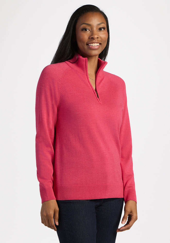Collins 1/4 Zip Sweater - Vivid Rose