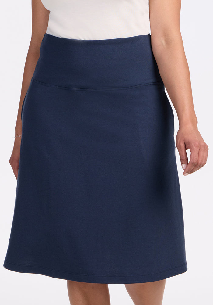 Marilyn Flowy Midi Skirt - Deep Navy