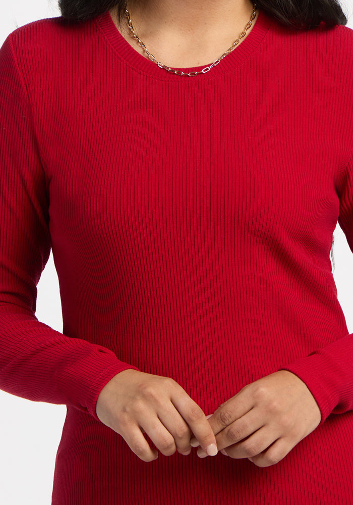 Hadley Ribbed Crew - Maraschino Cherry