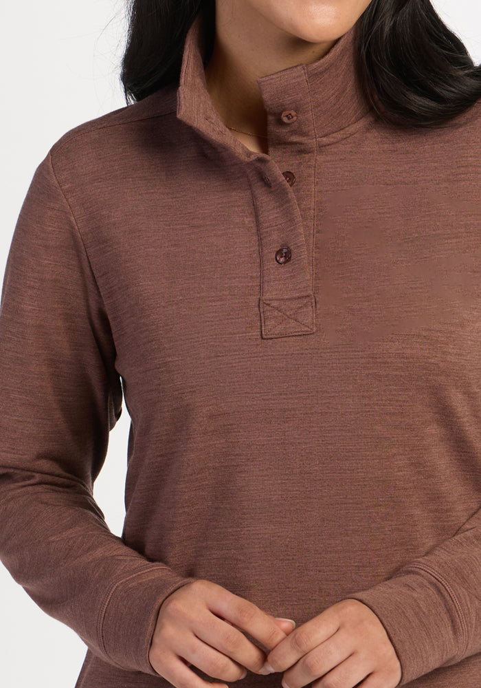 Annie 3 Button Pullover - Sable Heather