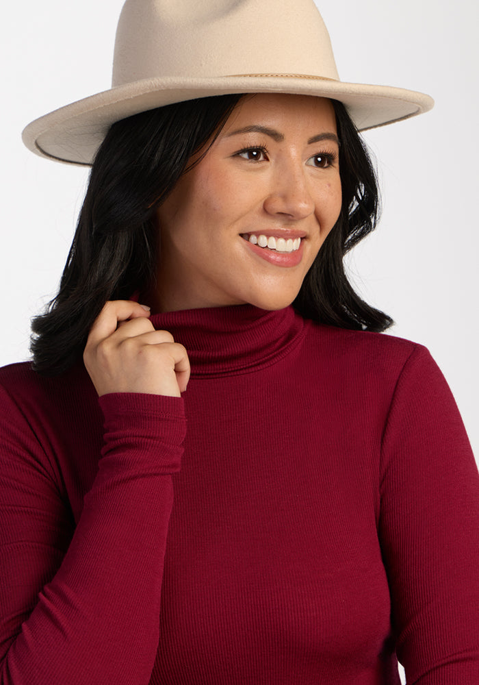 Sage Petite Ribbed Turtleneck - Beet Red