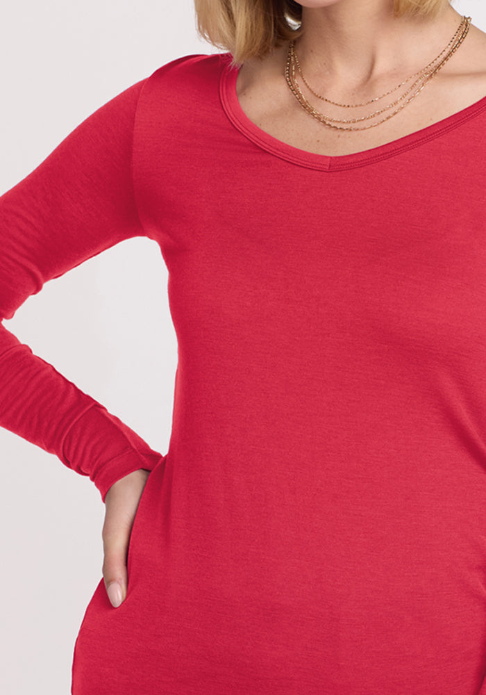 Layla V Neck Top - Berry Ice Pop