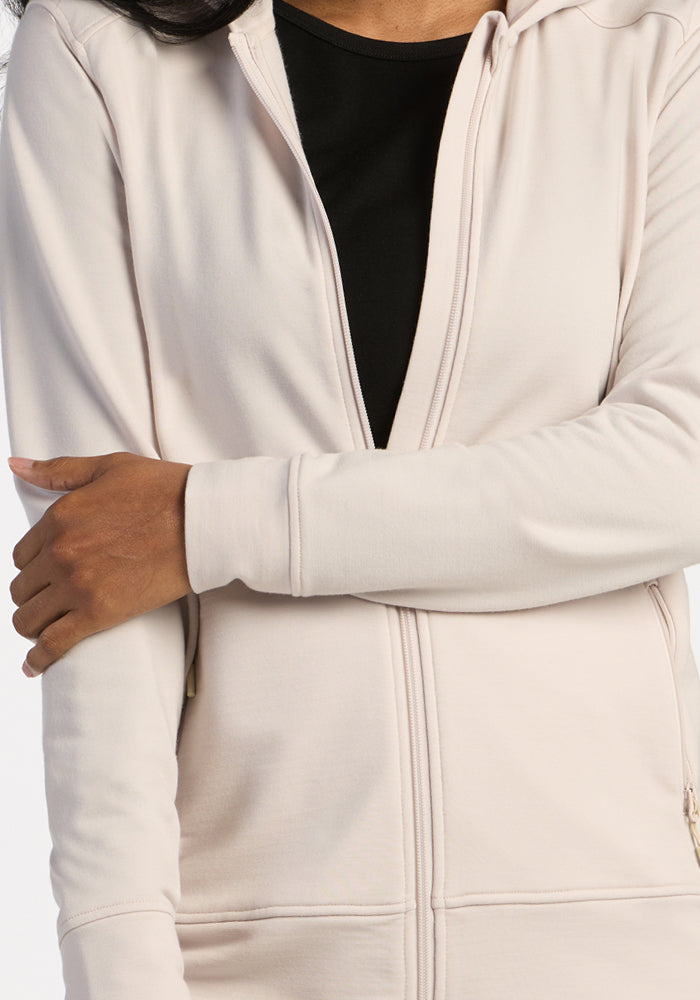 Darby Zip Up Hoodie - Ecru