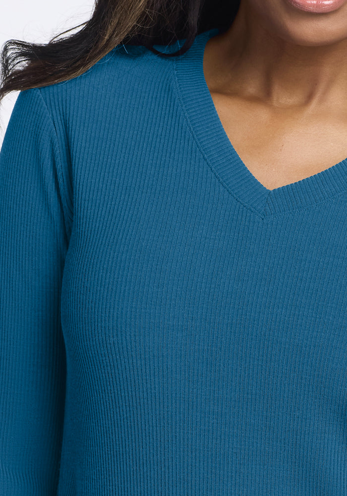 Evie Ribbed Tunic - Blue Pine