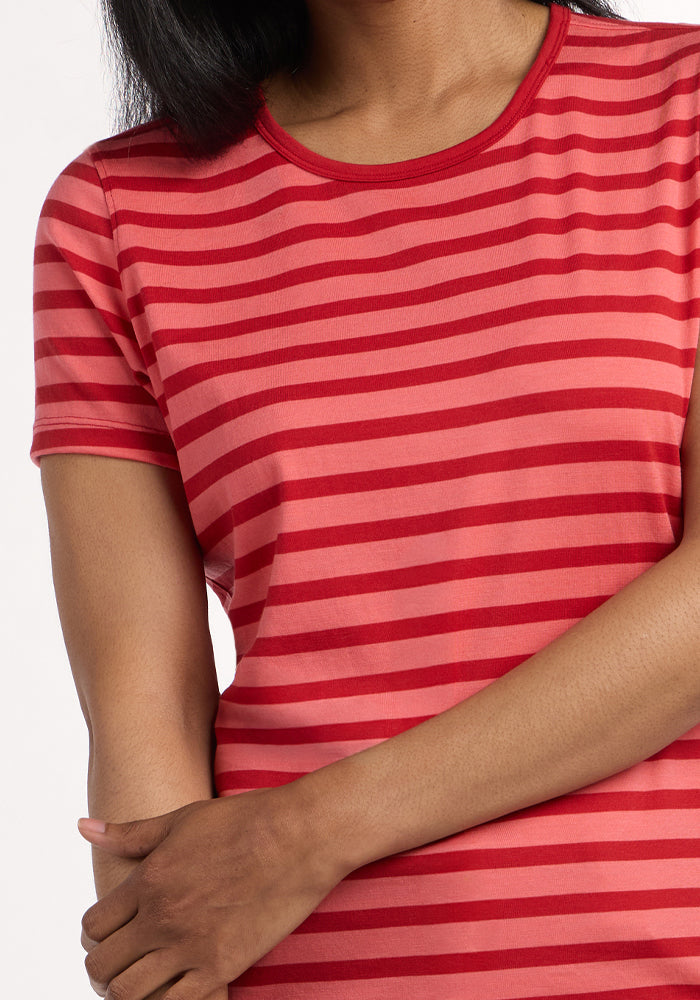Liza Crew Neck Tee - Wildberry Stripe