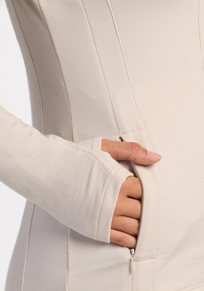 Finley Zip Up Sweatshirt - Ecru