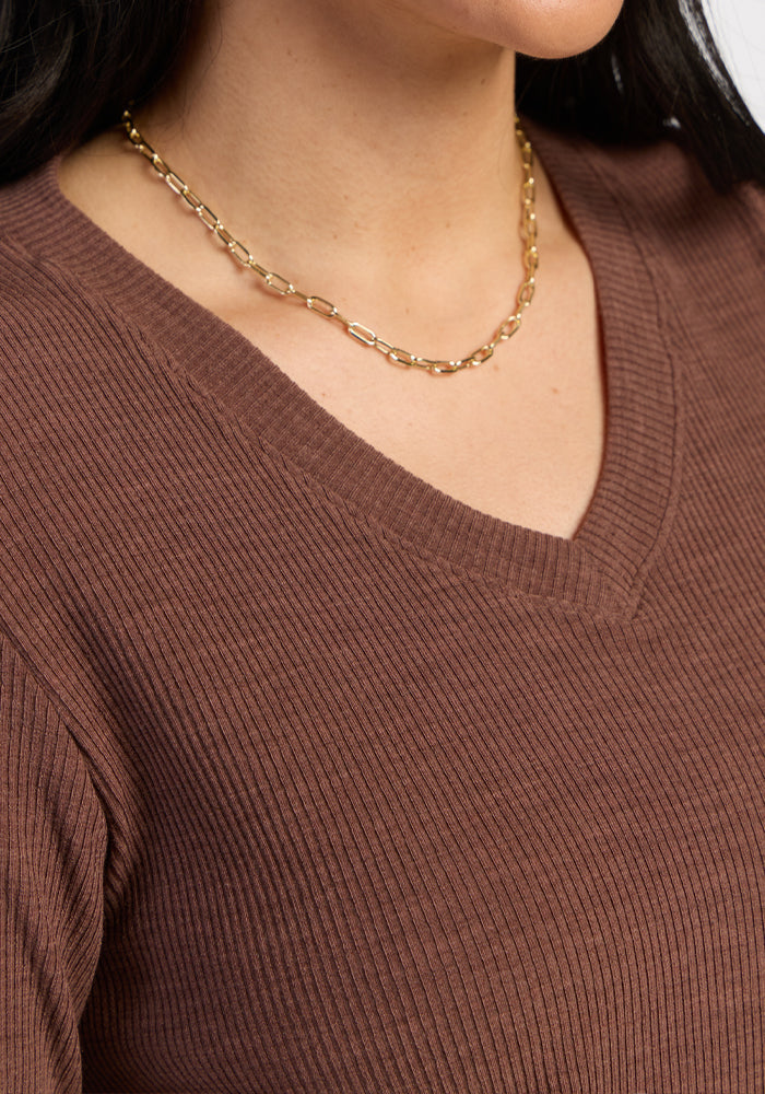 Evie Ribbed Tunic - Sable Heather