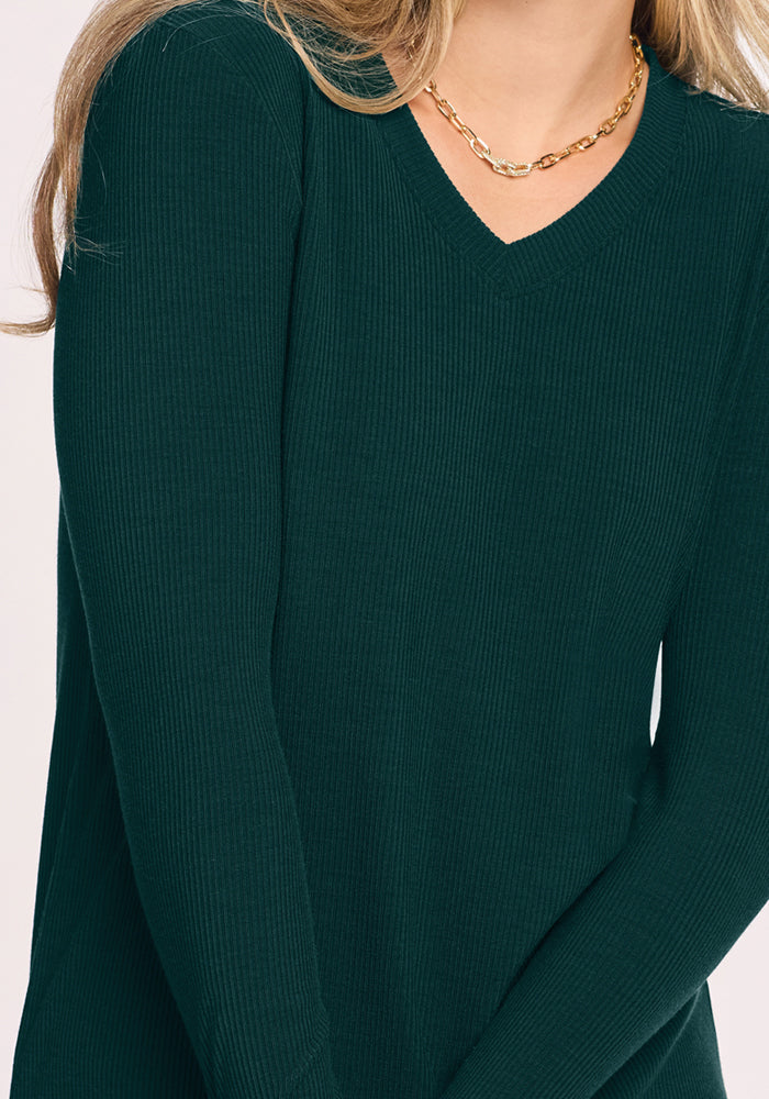Evie Ribbed Tunic - Deep Pine