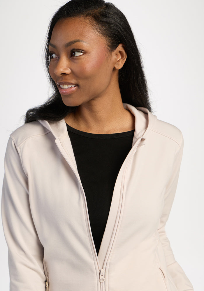 Darby Zip Up Hoodie - Ecru