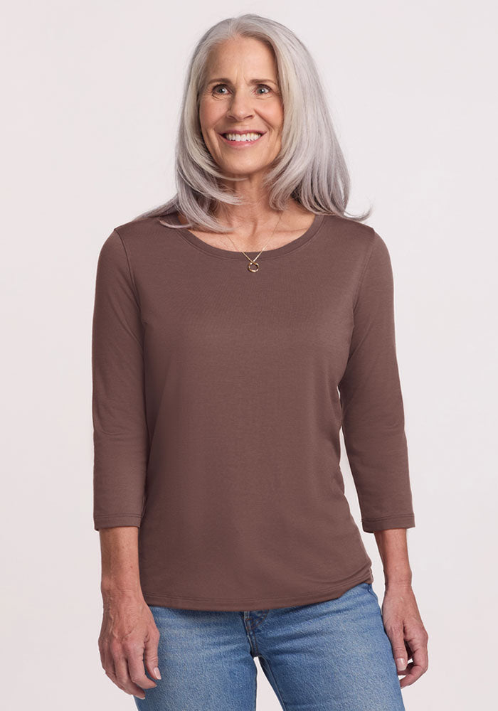 Jenny 3/4 Sleeve Crew Neck - Peppercorn