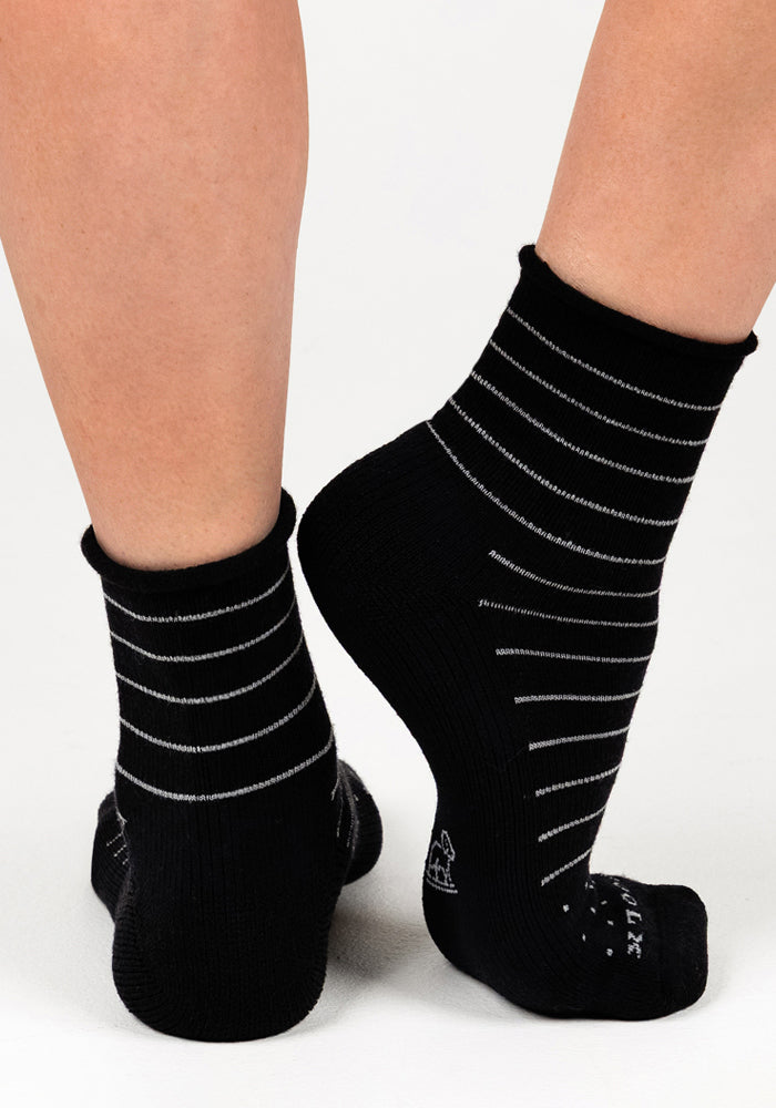 Womens Derby Roll Top Sock - Black