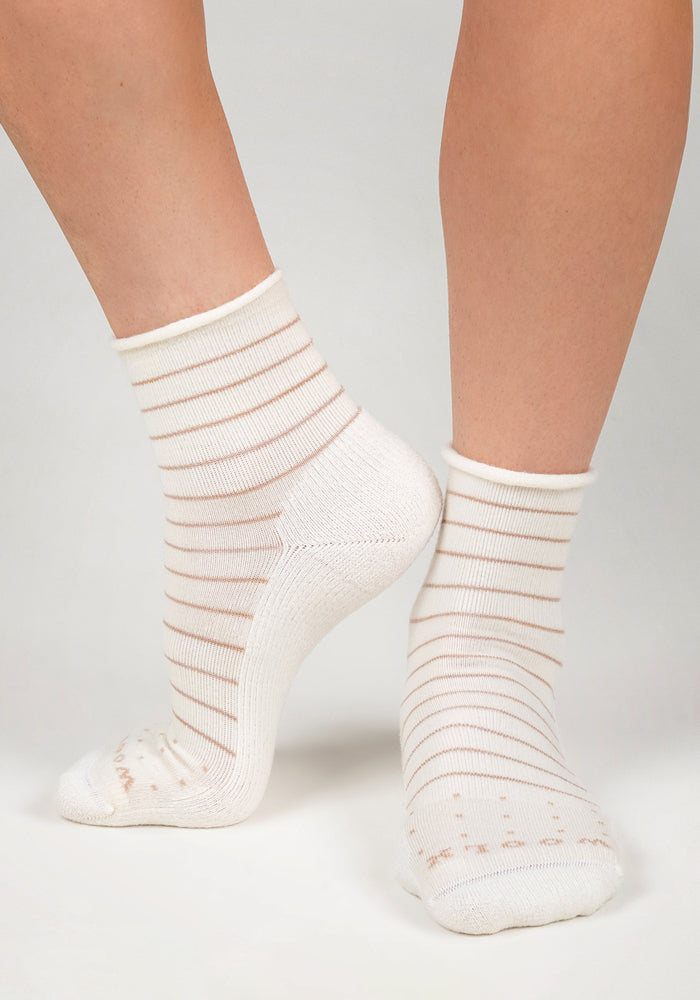 Womens Derby Roll Top Sock - Sand Dollar