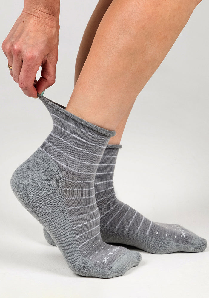 Womens Derby Roll Top Sock - Grey