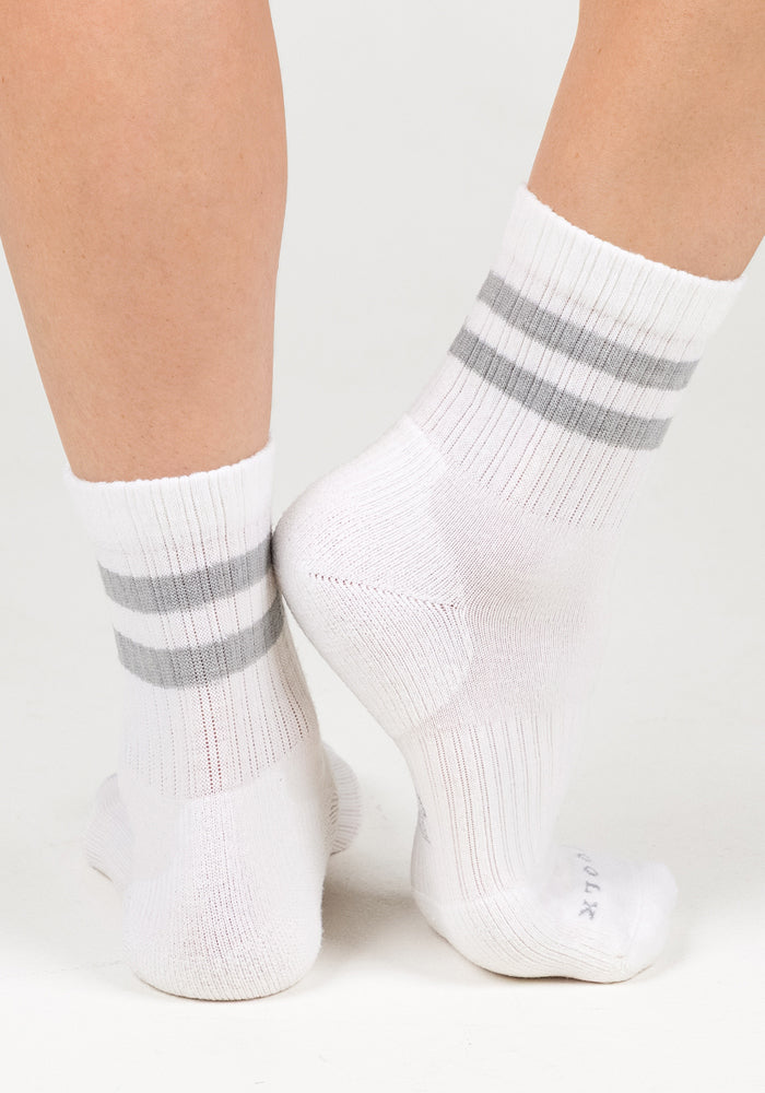 Womens Varsity Mini Crew Socks - Polar White