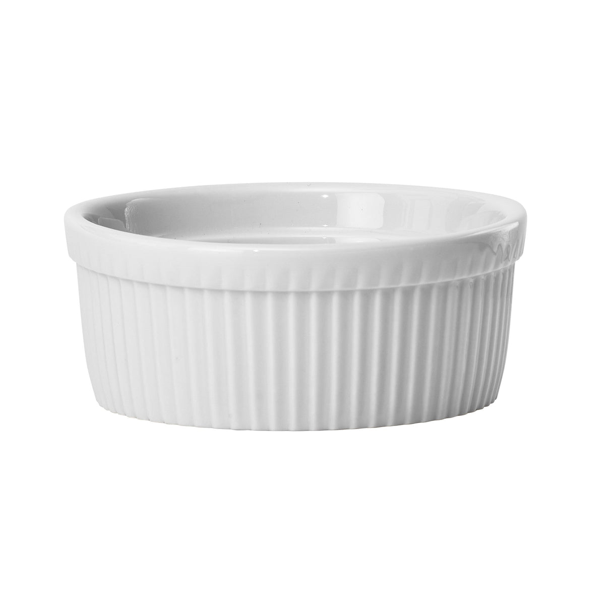 SBR-12 - Porcelain Fluted Souffle Bowl, 12 oz - White (12 Pieces/Case)