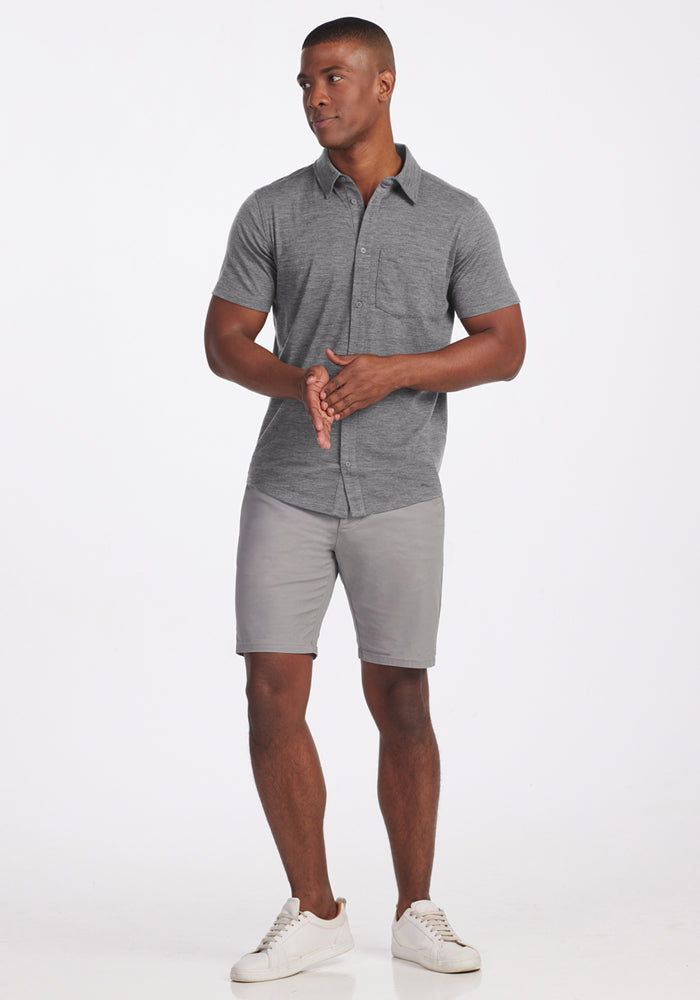Endi Full Button Down Shirt - Graphite Heather