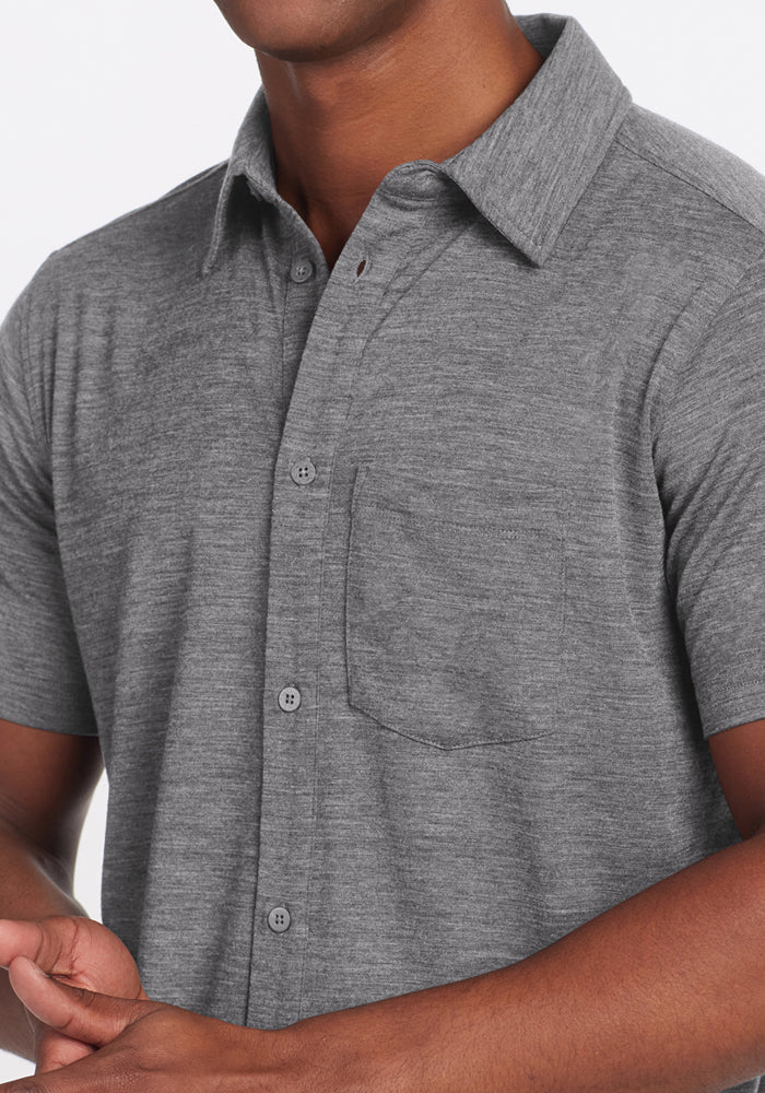 Endi Full Button Down Shirt - Graphite Heather