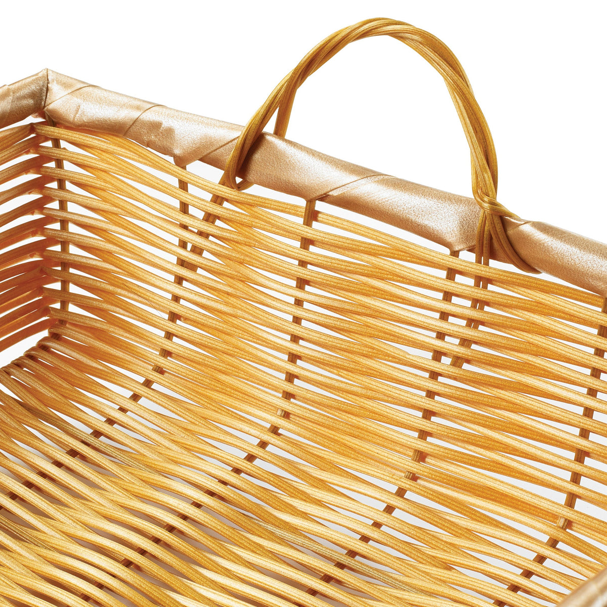PWBN-16B - Natural Woven Basket, Rectangular with Handles - 16" x 11" x 3"