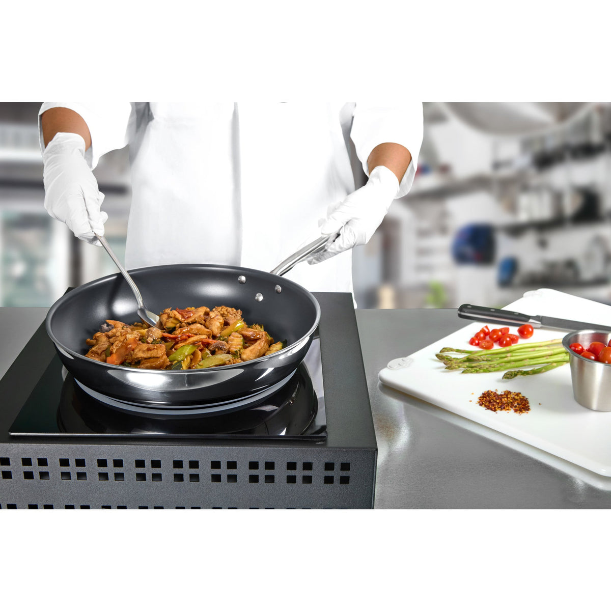 TGFP-12PR - TRI-GEN, 12" Fry Pan, Pro-Release Non-Stick, Tri-ply, Induction Ready, 18/8 SS, NSF, PFAS-Free